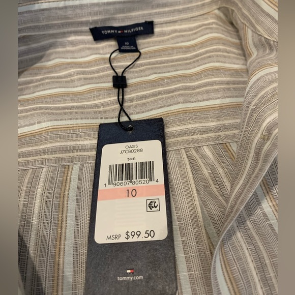 Tommy Hilfiger NWT Women's Linen and Cotton Blend Shirtdress Striped, Size 10 - Picture 10 of 10